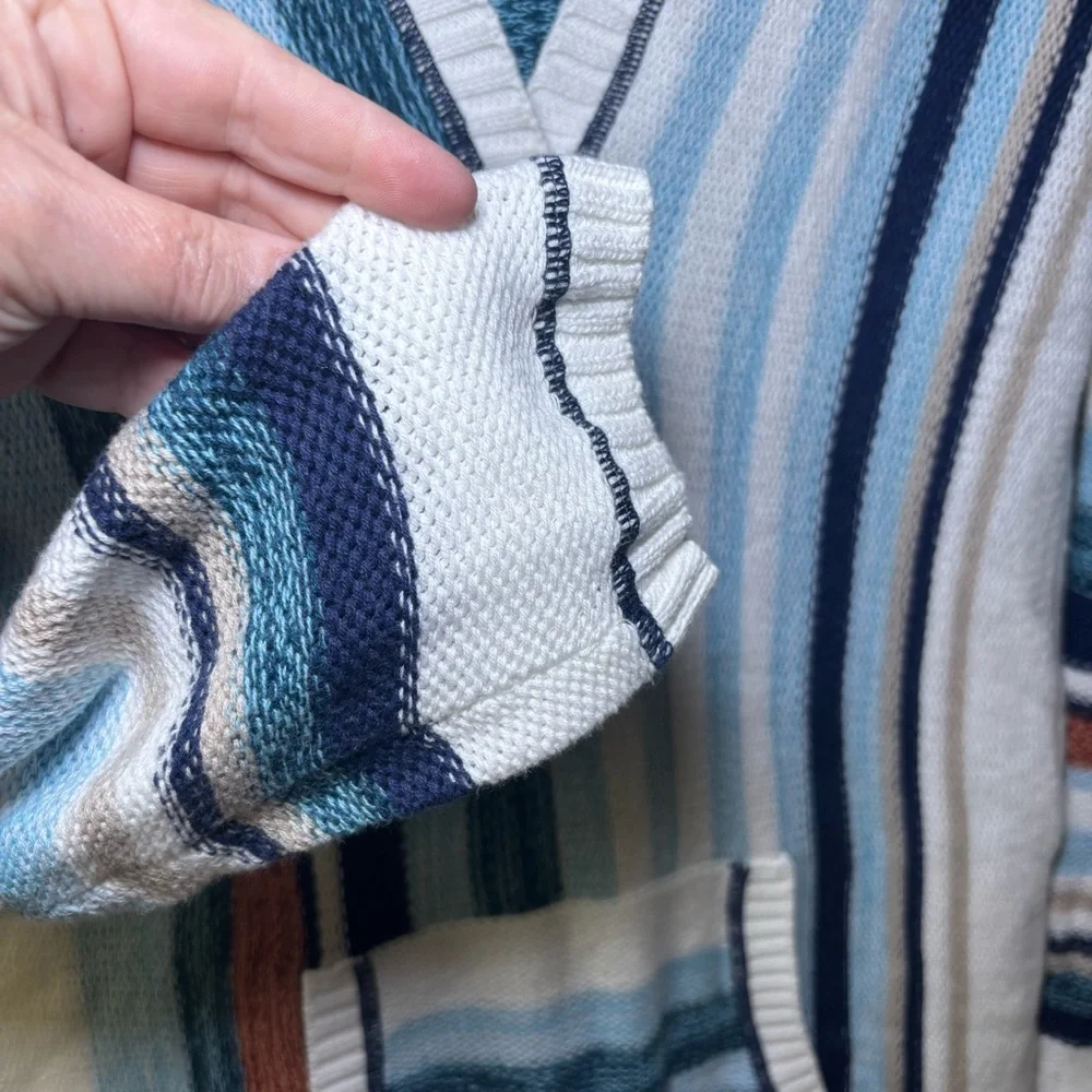 Soft Surroundings Bimini Pullover Hoodie Women Large Multicolor Striped Sweater